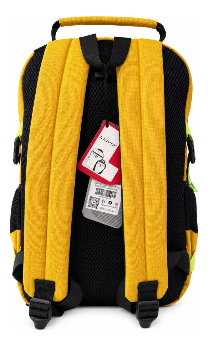 Mochila Lluvia Color Mostaza Con Broches De Seguridad