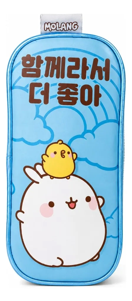 Lapicera Escolar Molang Y Piu Piu Azul Doble Compartimiento