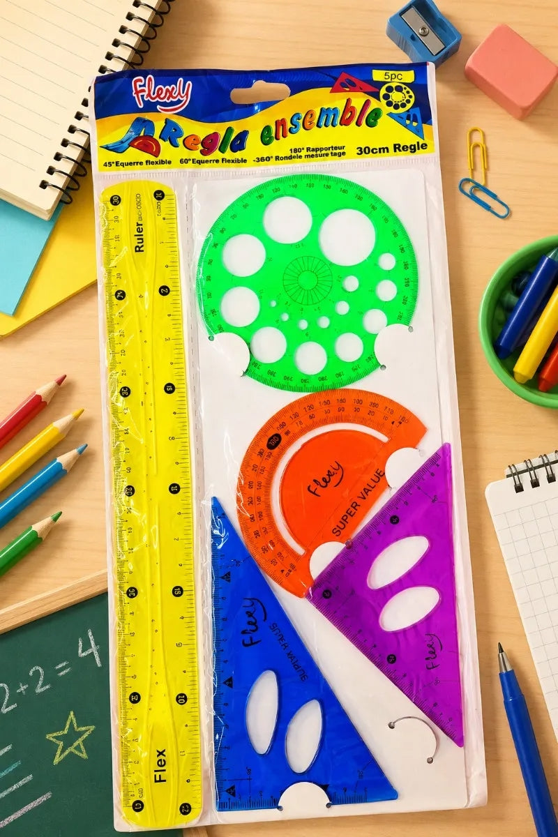 Juego De Geometría Profesional Flexy 5 Piezas Flexible