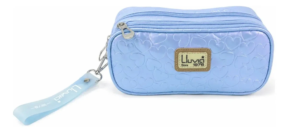 Lapicera Organizador Lluvia Diseño De Corazones Azul Cielo