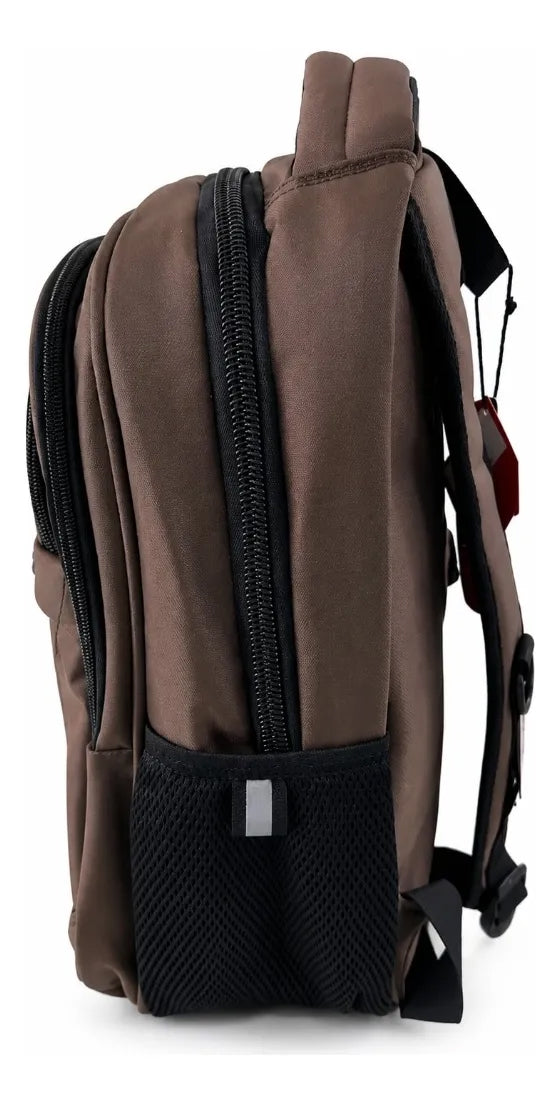 Mochila Lluvia Chocolate Con 4 Compartimientos Repelente Al Agua