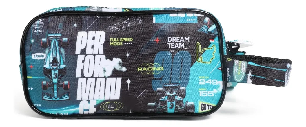 Lapicera Escolar Lluvia Turquesa Racing Con Llavero Original