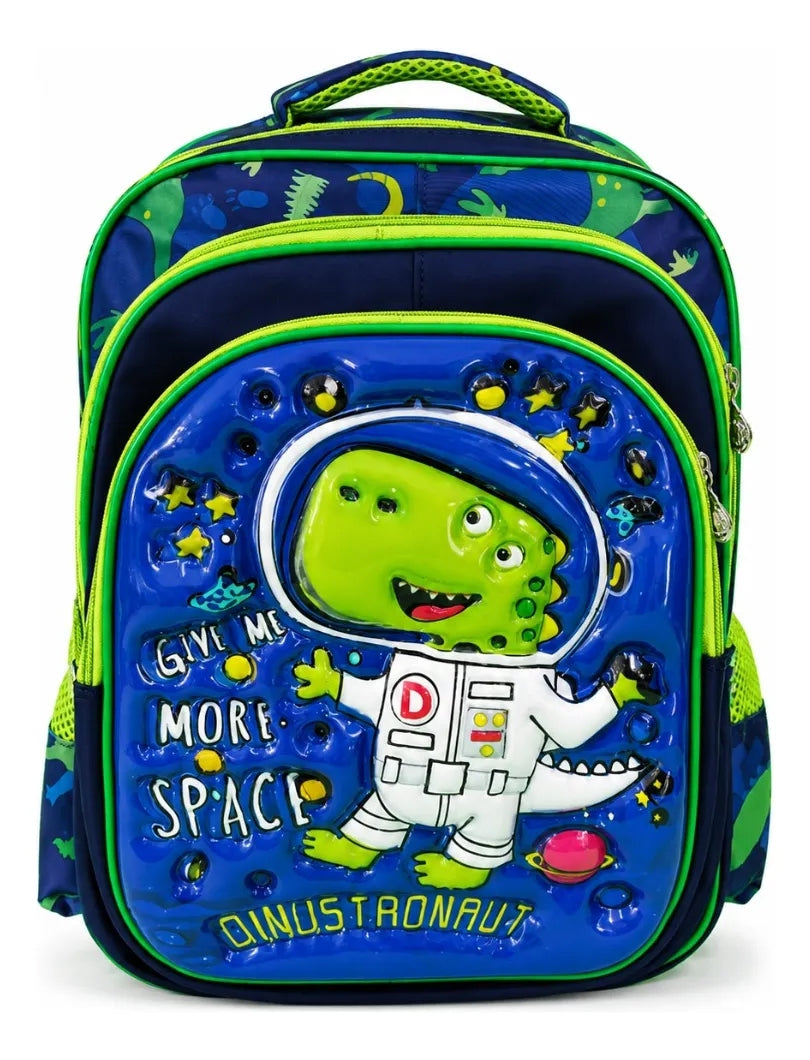 Set Tres Piezas Escolar Dinosaurio Mochila Lonchera Lapicera