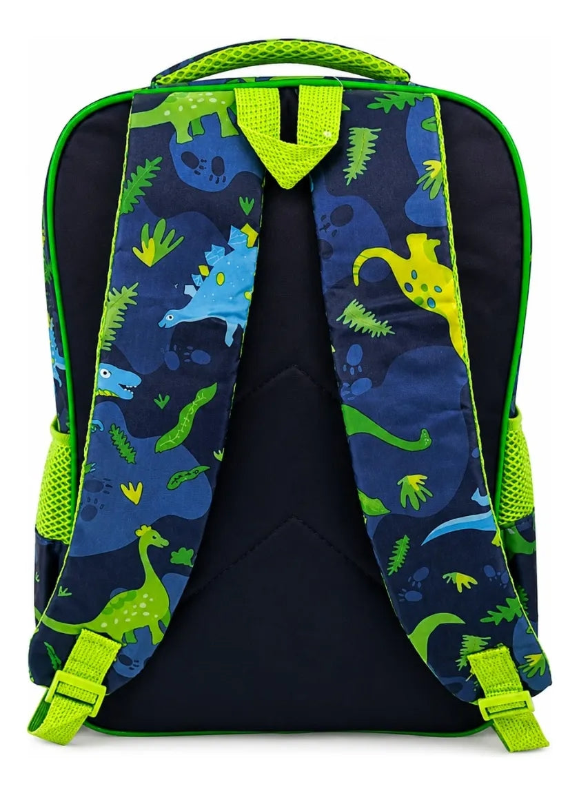 Set Tres Piezas Escolar Dinosaurio Mochila Lonchera Lapicera