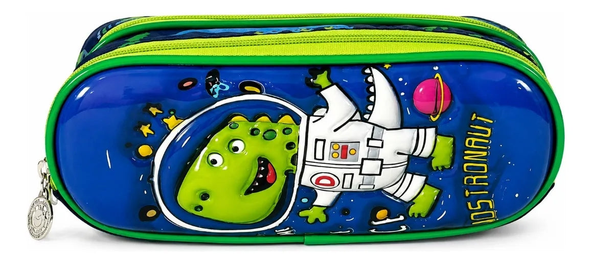 Set Tres Piezas Escolar Dinosaurio Mochila Lonchera Lapicera