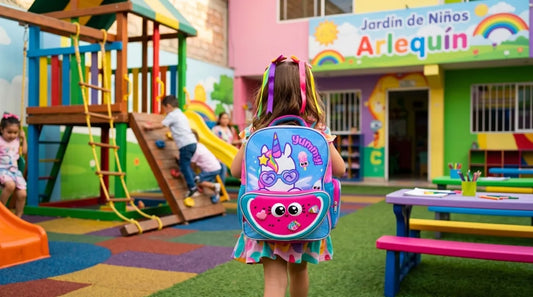 Mochila Kinder Ruz Unicornio Onix Con Pines Color Azul Rosa