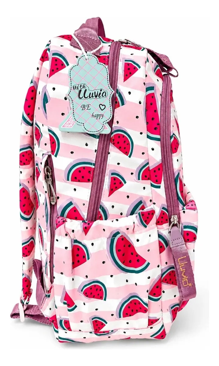 Mochila Juvenil Lluvia Diseño Frutal Sandías Gran Capacidad