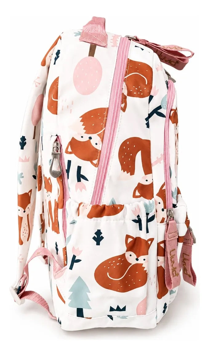 Mochila Escolar Lluvia Zorritos Del Bosque Con Bolsillo Secreto