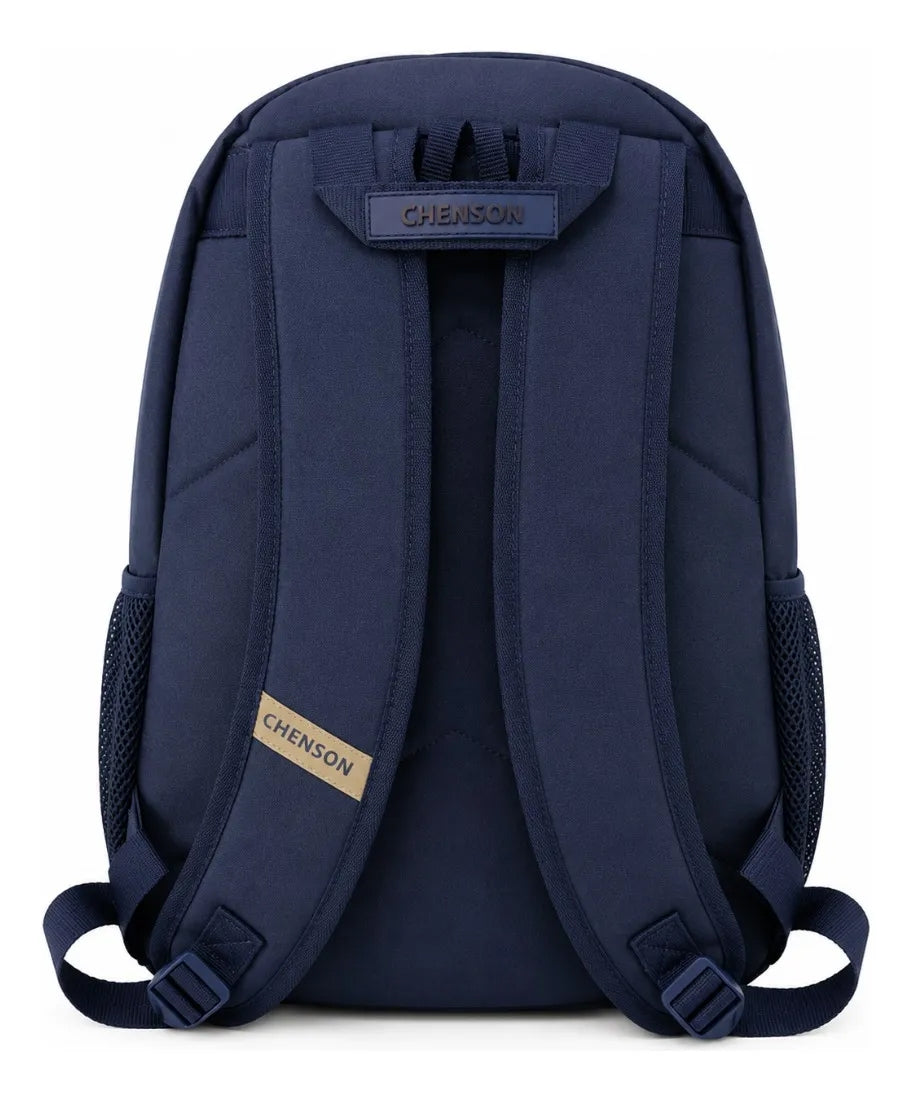 Mochila Juvenil Escolar Chenson Azul Marino Multi Bolsillos