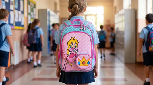 Mochila Escolar Chenson Peach Rosa Y Azul Con Credencia