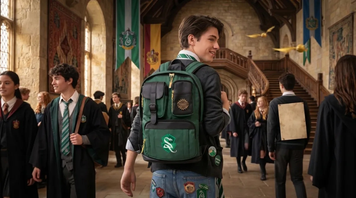 Mochila Escolar Yadatex Harry Potter Slytherin Verde Satinada