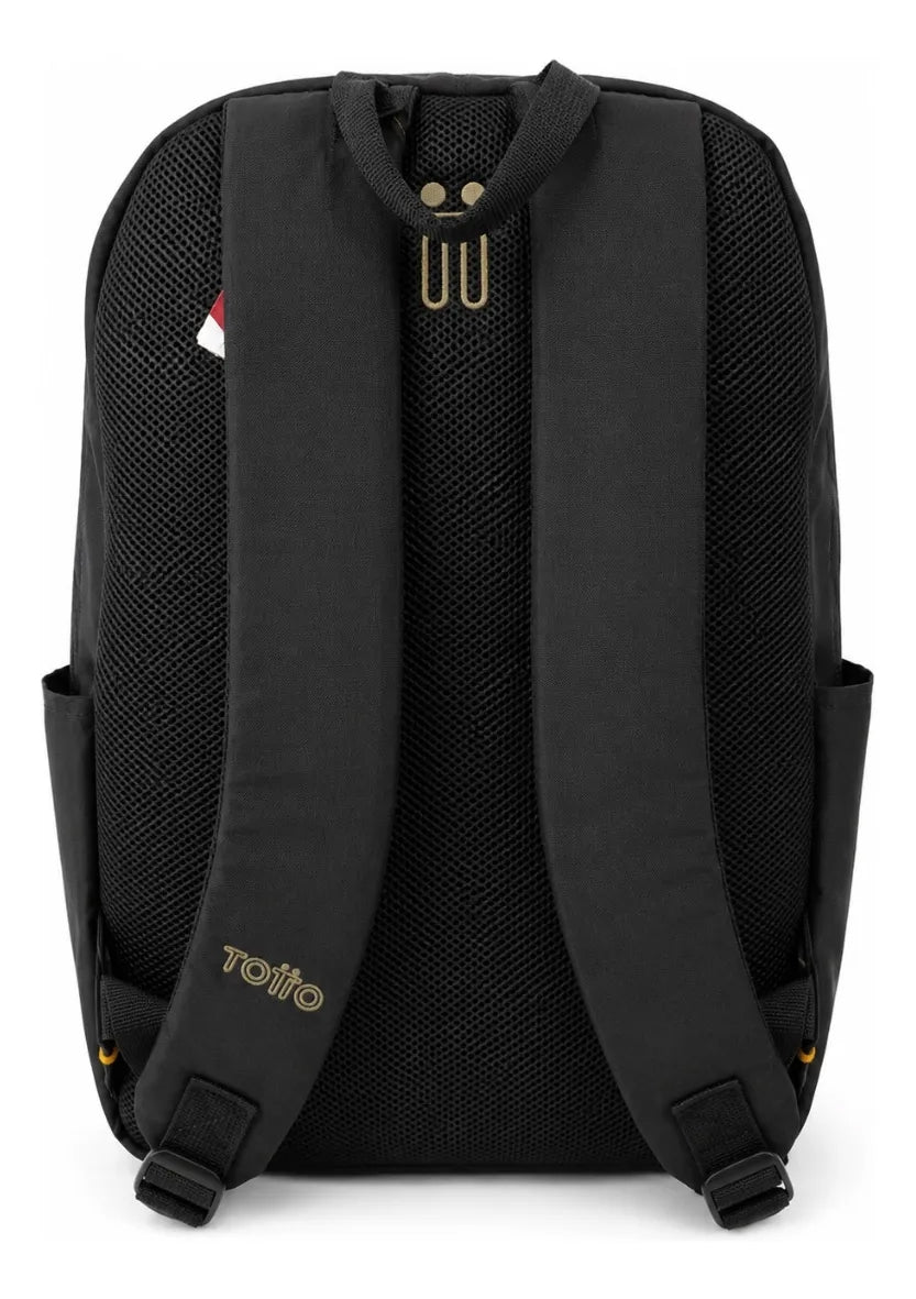 Mochila Juvenil Totto Negra Ligera De Nylon Con Llavero