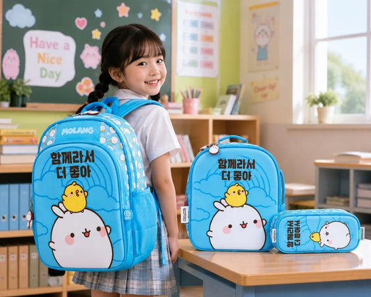 Set Escolar Tres Piezas Azul Molang Y Piu Piu American Bags