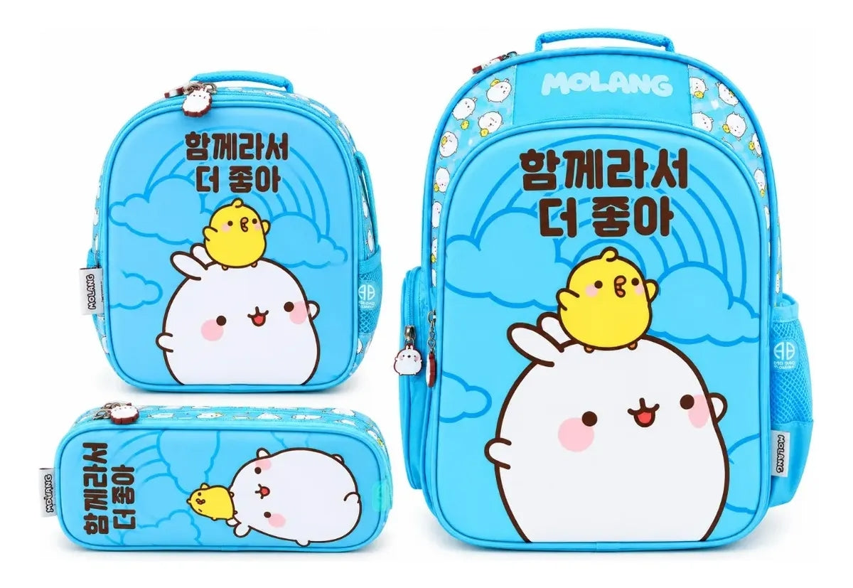 Set Escolar Tres Piezas Azul Molang Y Piu Piu American Bags