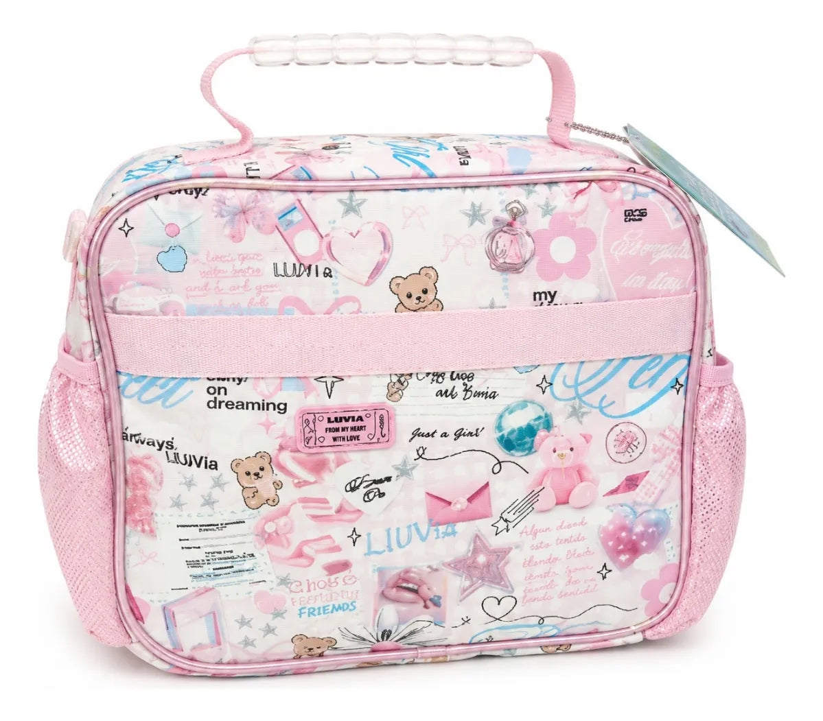 Set Mochila Lluvia Girl Rosa Satinada Con Bolsillo Antirrobo
