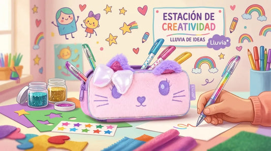 Lapicera Lluvia Gatita Kawaii De Peluche Color Rosa Pastel