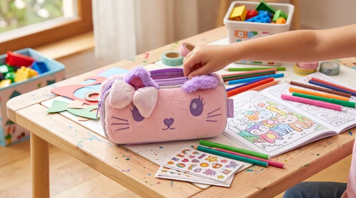 Lapicera Lluvia Gatita Kawaii De Peluche Color Rosa Pastel
