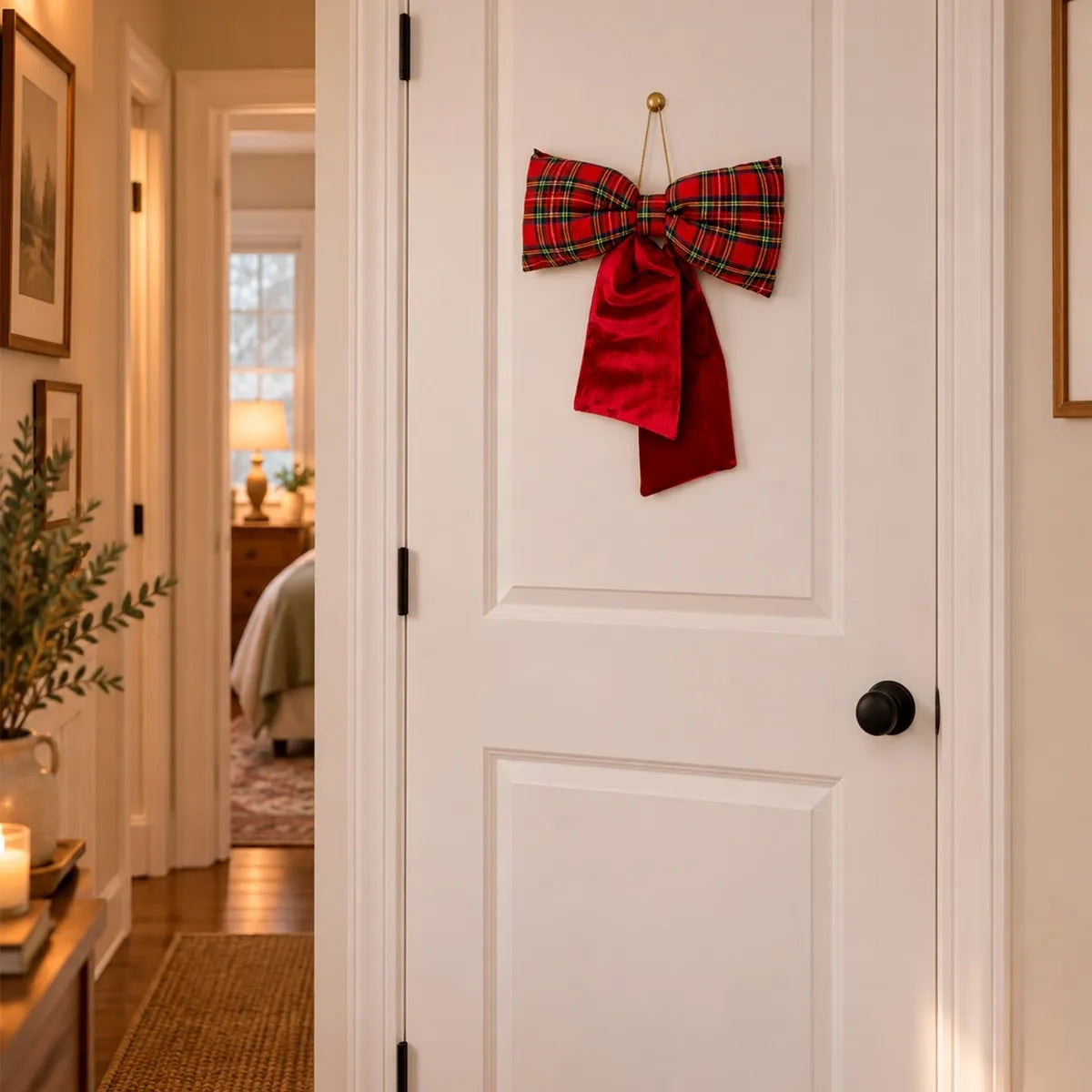 Moño Navideño Lluvia Light Rojo Blanco Texturizado 32 Cm