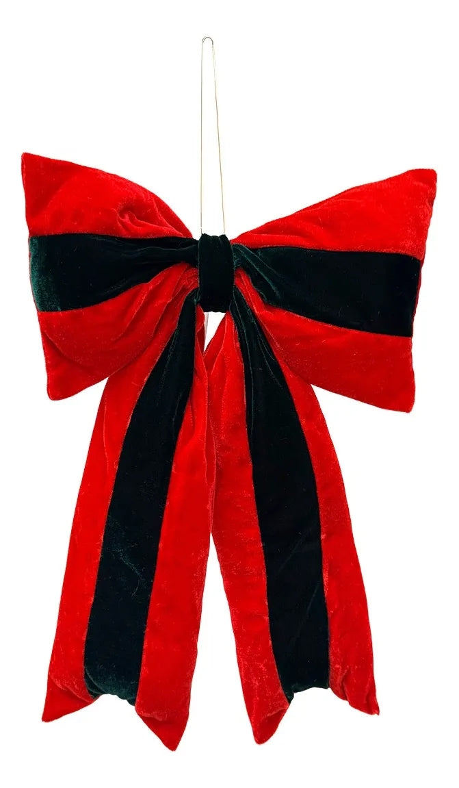 Moño Navideño Lluvia Light Rojo Verde Aterciopelado 50 Cm