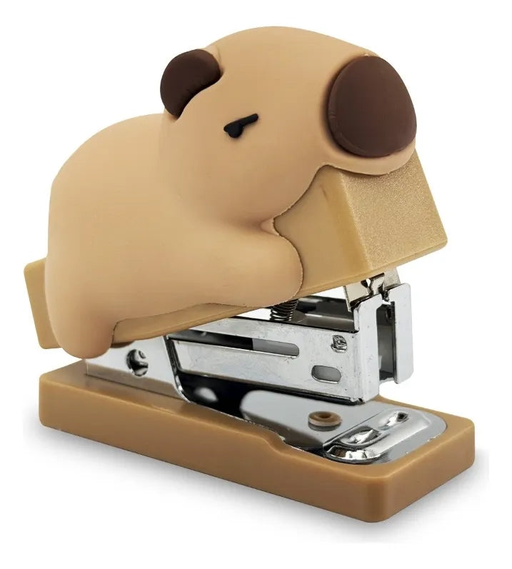 Mini Engrapadora Capibara Para Grapas 26/6 Kawaii Escolar