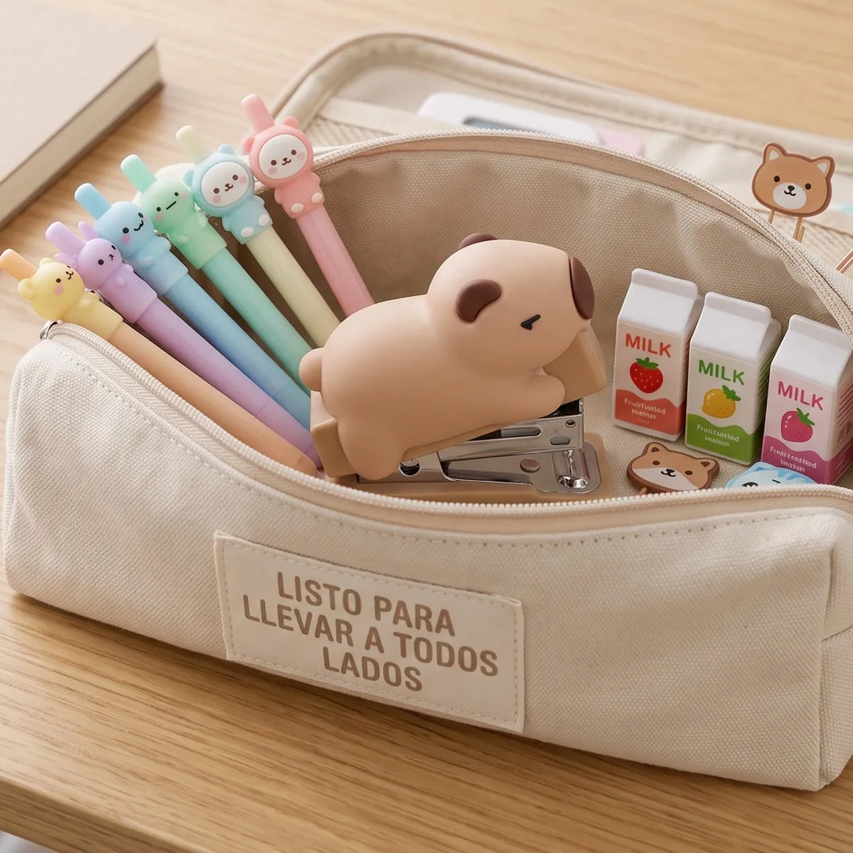 Mini Engrapadora Capibara Para Grapas 26/6 Kawaii Escolar