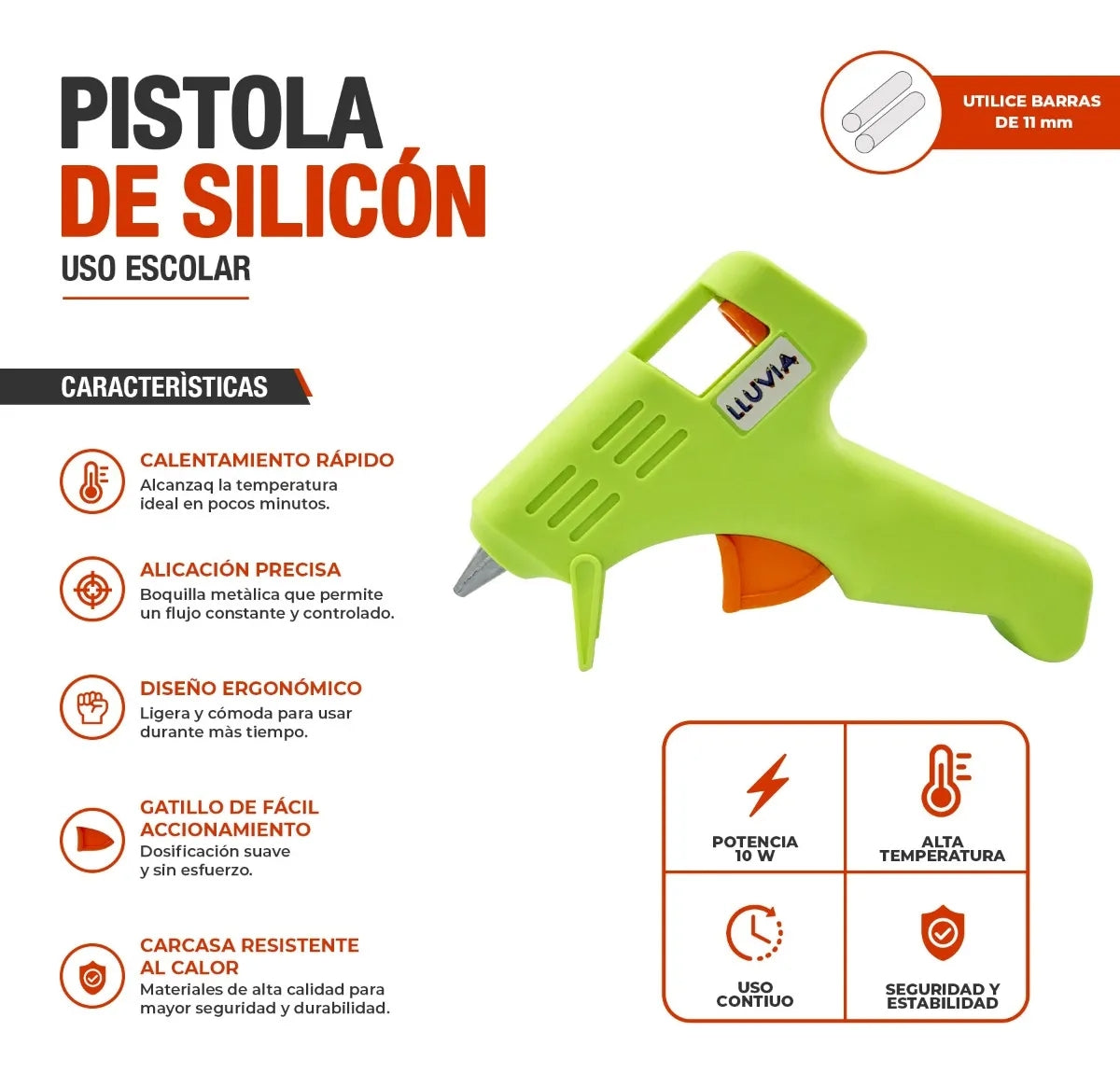 Pistola Para Silicón Caliente Lluvia Ideal Para Manualidades