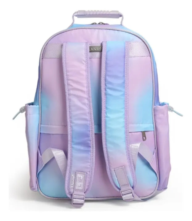 Set Mochila Primaria Mariposas Tornasol Lila Tres Piezas