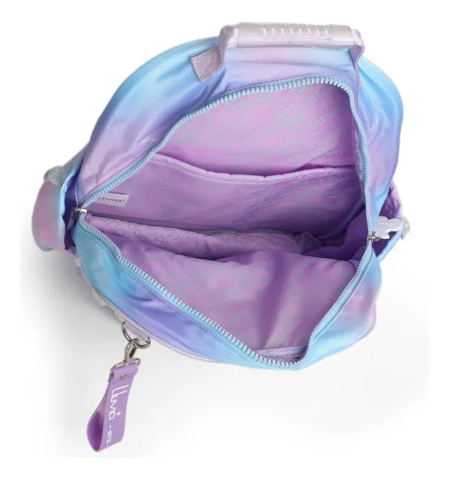 Set Mochila Primaria Mariposas Tornasol Lila Tres Piezas