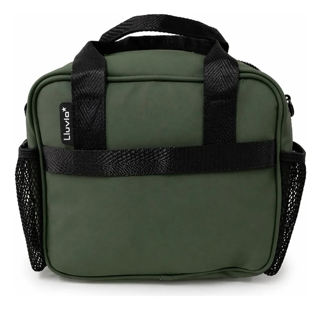 Set Mochila Lluvia Verde Olivo Con Lonchera Y Lapicera