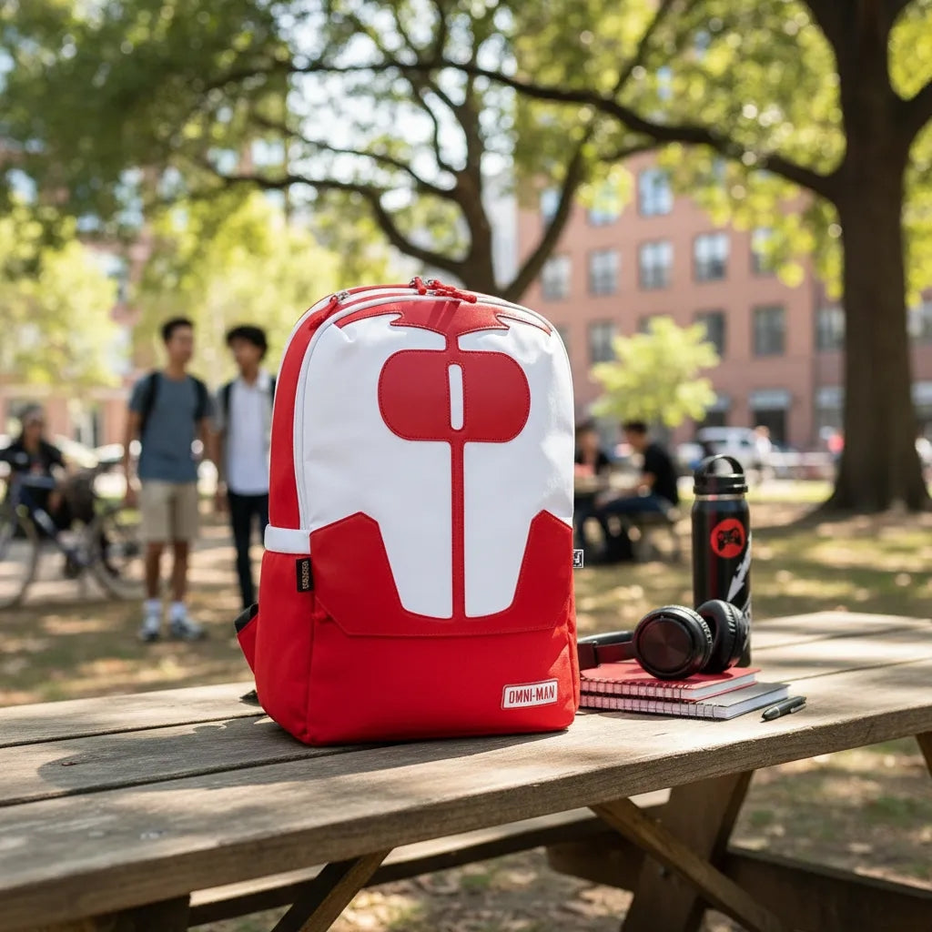 Mochila Inspirada En Omni Man Juvenil Unisex Color Rojo