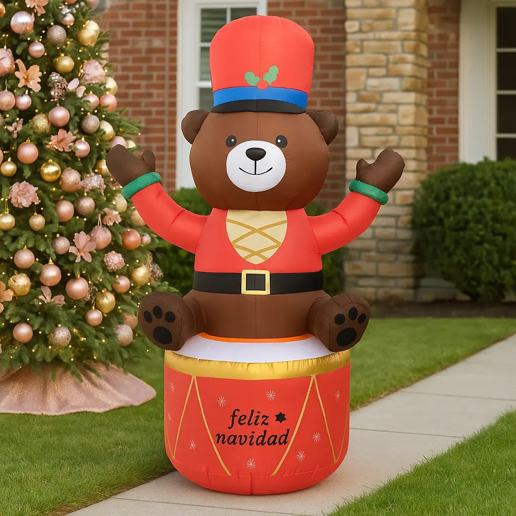 Osito Tamborilero Inflable Gigante 240x100x100 Cm