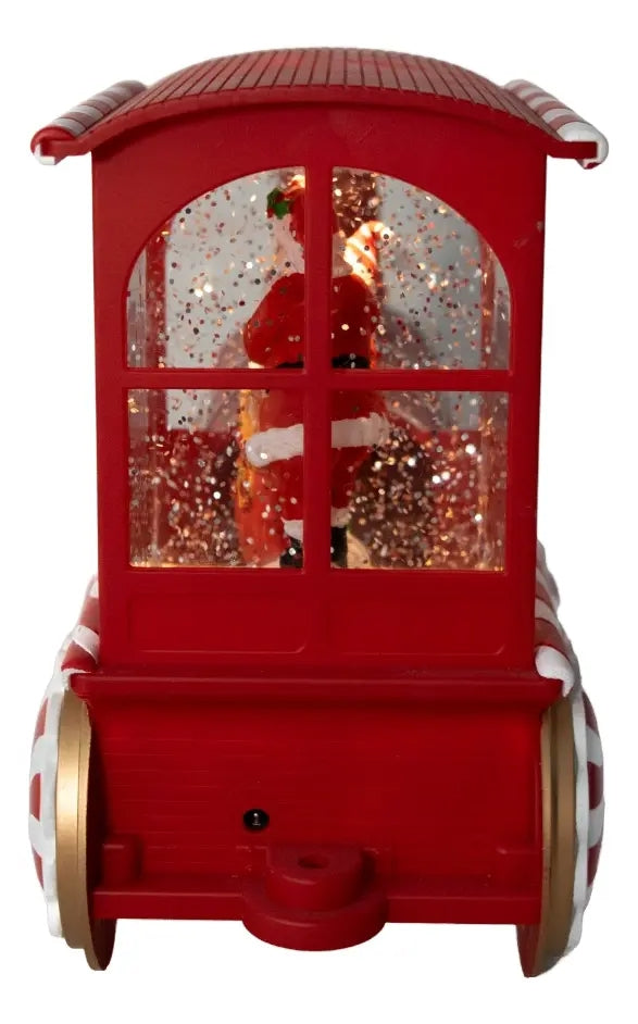 Lámpara Navideña Tren Con Santa Y Duendes  21x25x8 Cm