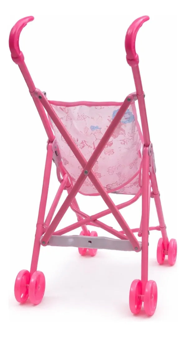 Carriola Para Muñeca Infantil Con Doble Rueda Rosa 50 Cm