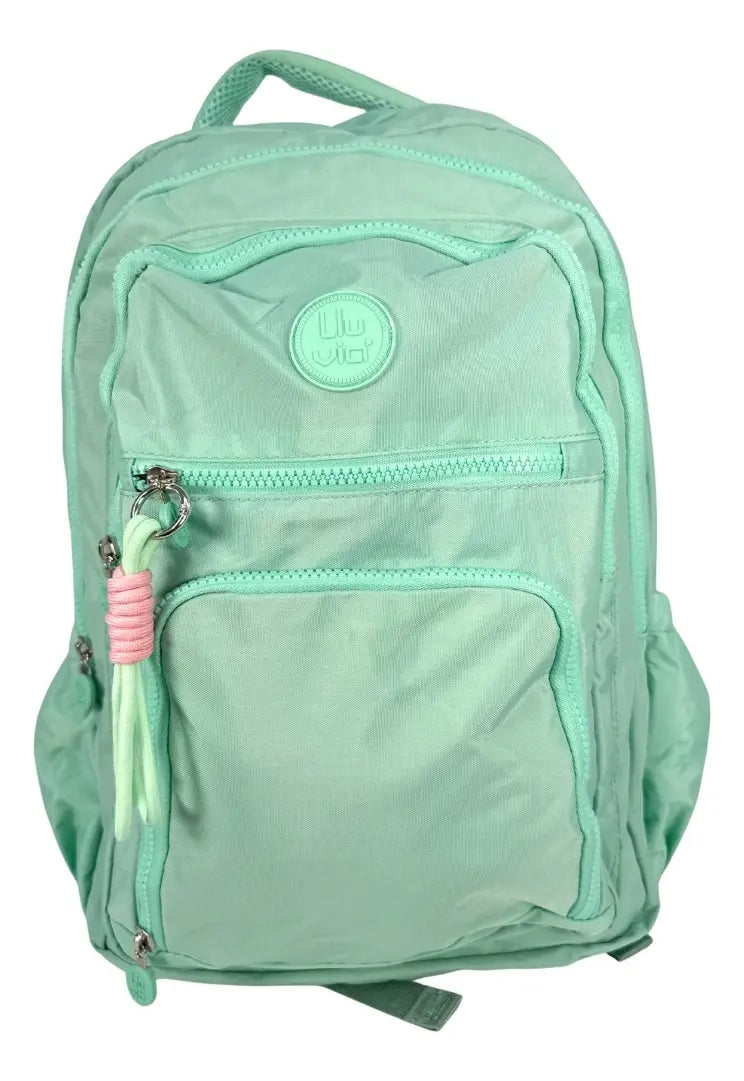 Mochila Juvenil Marca Lluvia Verde Menta Con Compartimentos