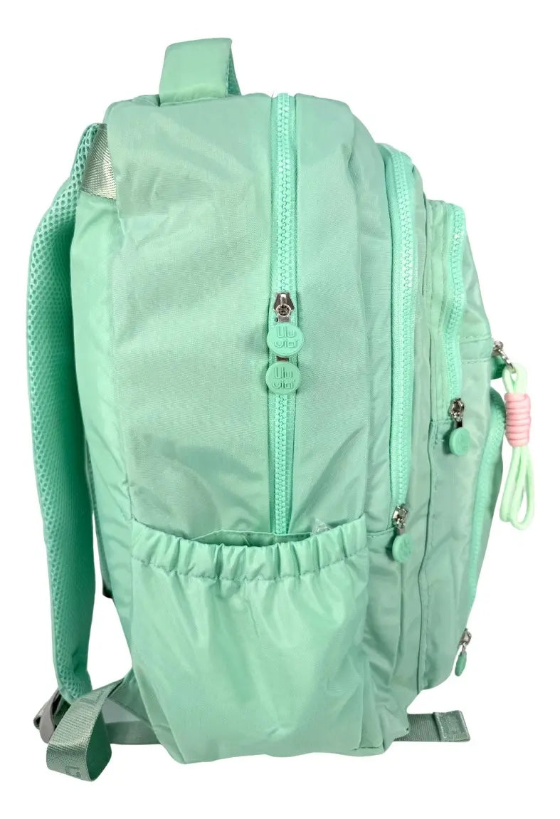 Mochila Juvenil Marca Lluvia Verde Menta Con Compartimentos