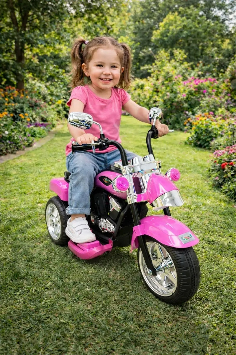 Moto Eléctrica Infantil Recargable Rosa Con Detalles