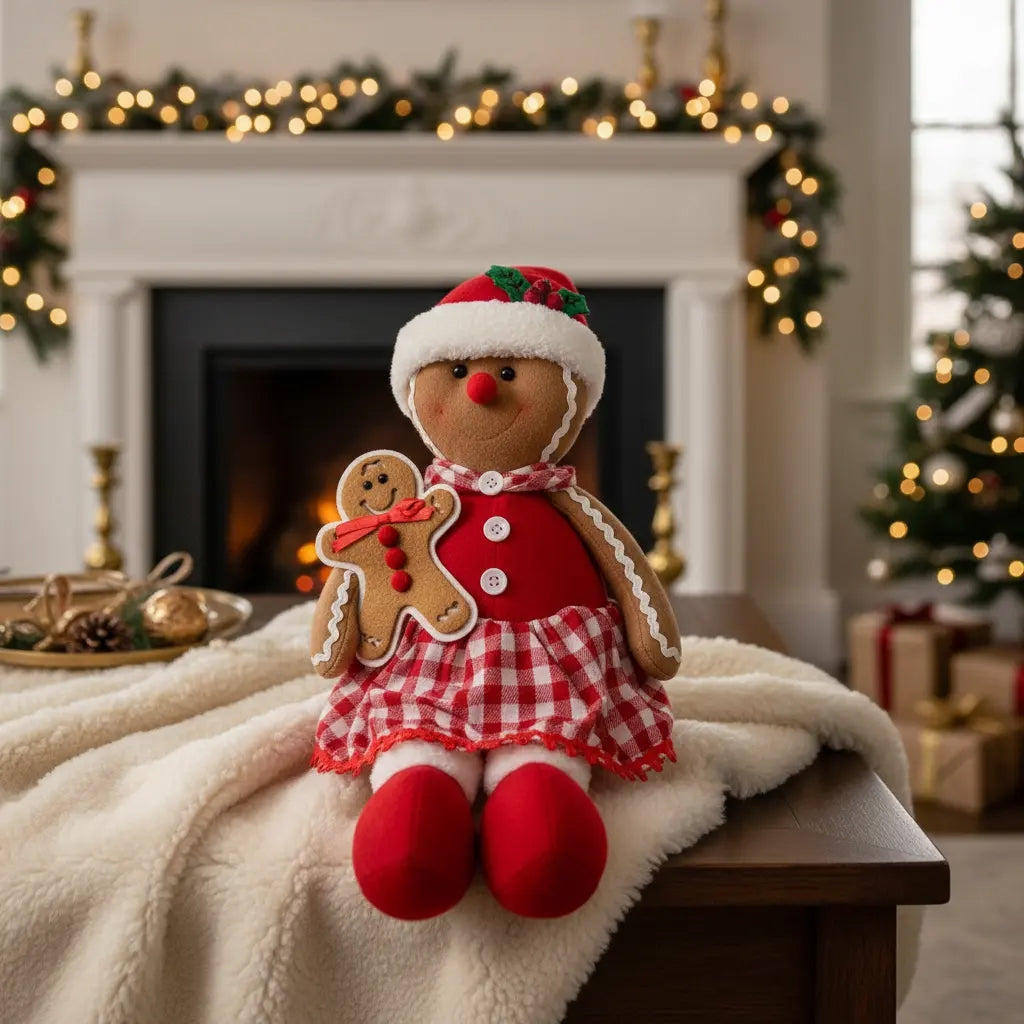 Decoracion Pareja De Muñecos De Jengibre Navideños 45x7x15