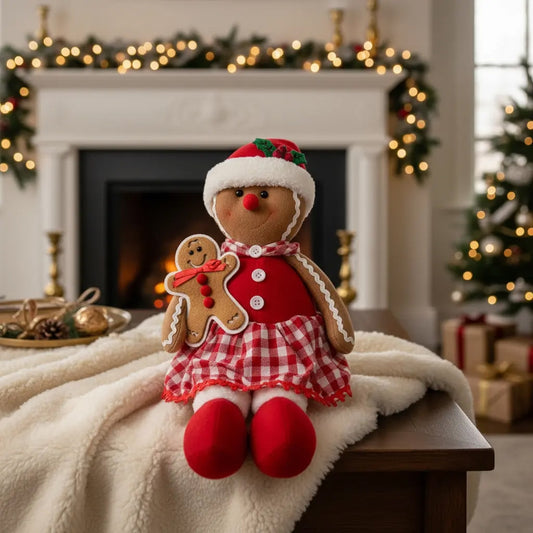 Decoracion Pareja De Muñecos De Jengibre Navideños 45x7x15