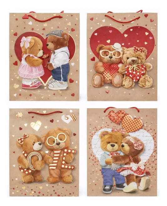 Bolsas De Regalo Una Docena Ositos Con Corazones Dorados