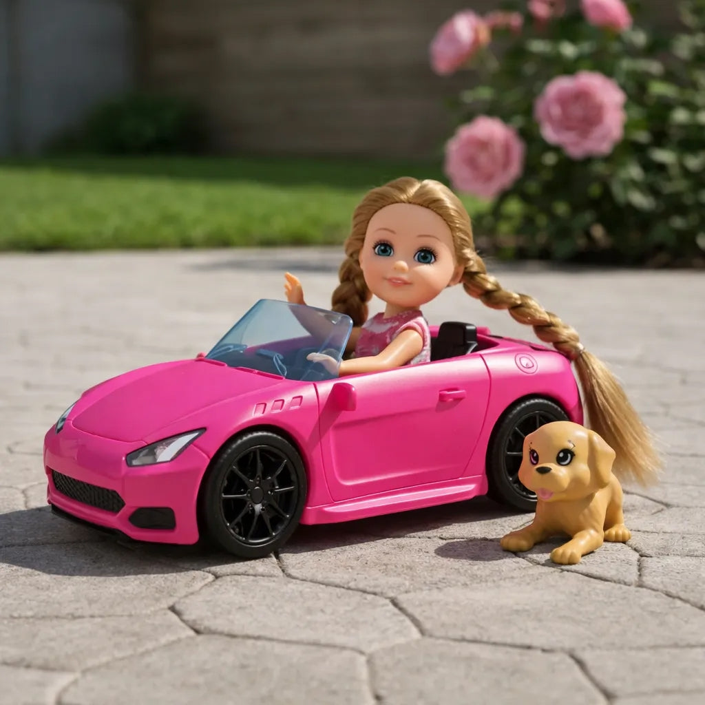 Muñeca Candy Toys Nini Love Con Carro Y Mascota 3 Piezas