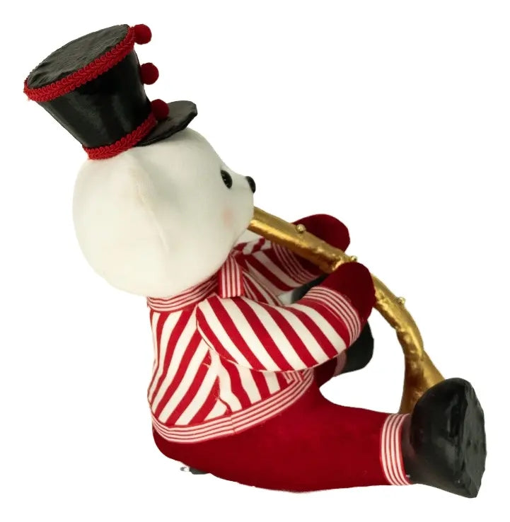 Muñeco Navideño Oso Con Trompeta Roja 32x22x33