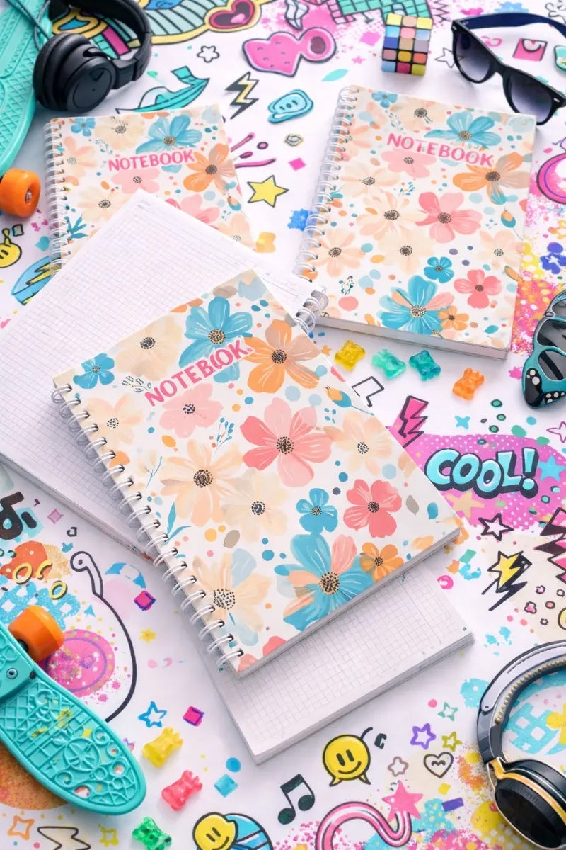 Libretas 3 Piezas Diseño Flores Notebook Cuadro Chico