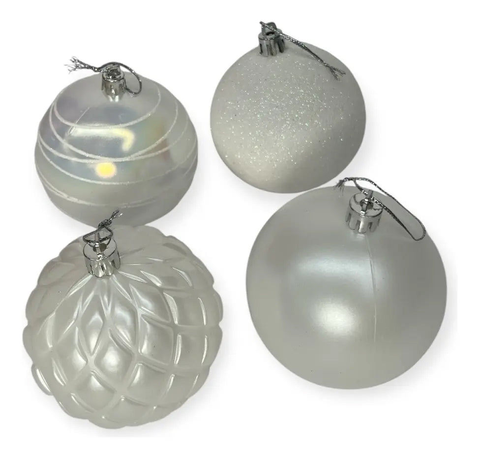 Esferas 30 Piezas Elegancia Invernal Blanca Decorativas