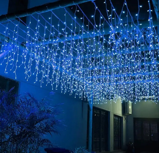 Serie Cascada De Iluminación Azul 500 Luces Led Marca Lluvia