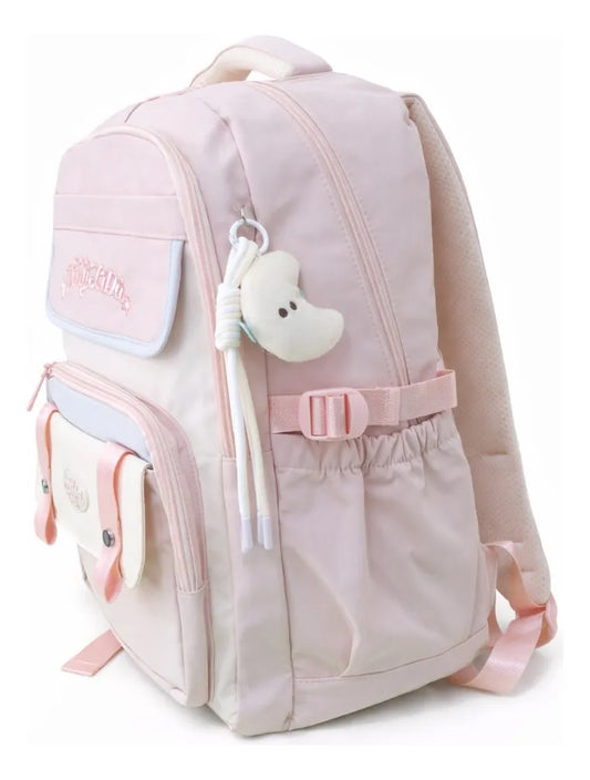 Mochila Juvenil Lluvia Rosa Pastel Juvenil Cómoda Y Espacios