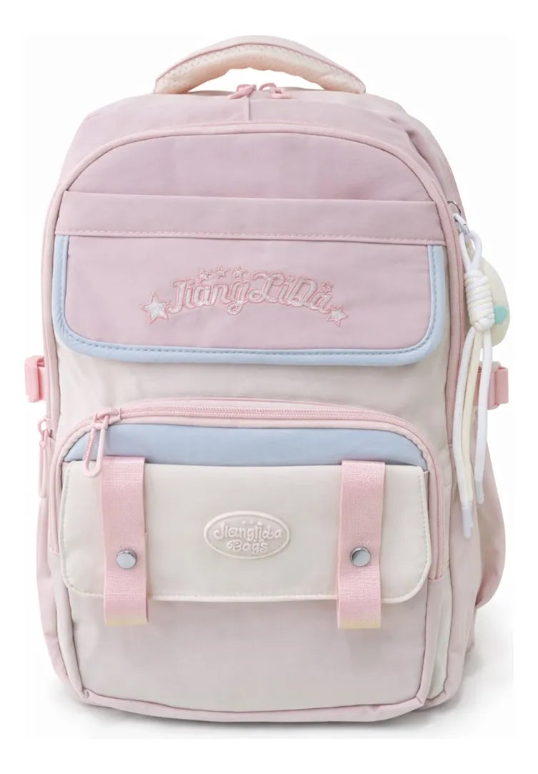 Mochila Juvenil Lluvia Rosa Pastel Juvenil Cómoda Y Espacios