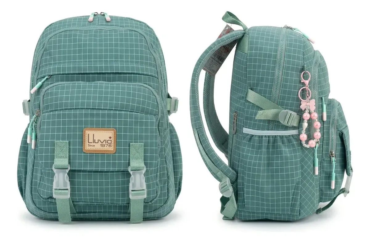 Mochila Juvenil Marca Lluvia Verde Menta Con Estilo Fresco
