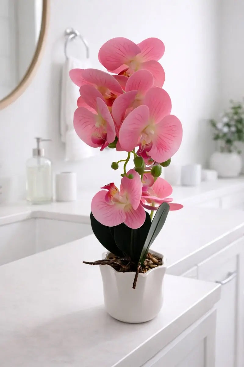 Orquídea Phalaenopsis Artificial En Maceta 3 Colores 42 Cm