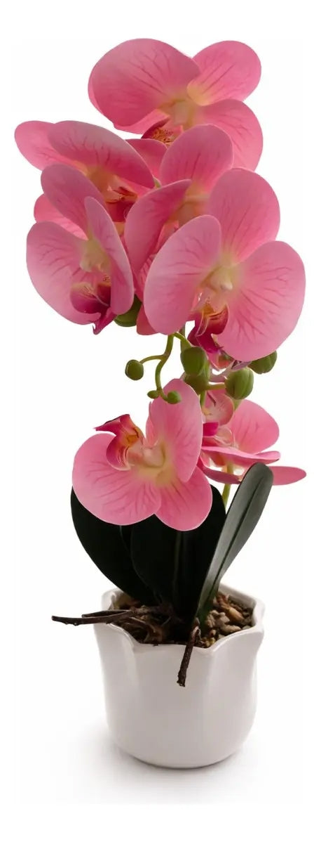 Orquídea Phalaenopsis Artificial En Maceta 3 Colores 42 Cm