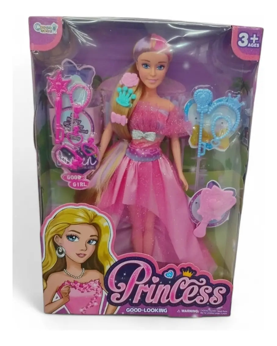 Muñeca Fashion Candy Toys Con 9 Accesorios Princesa O Sirena